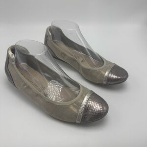 Tamaris Metallic Ballet Flat Size 39 US 8.5 Leather Comfort Shoe Workwear Office